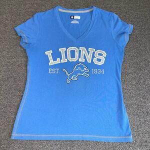 NFL Team Apparel Detroit Lions Women's V-Neck T-Shirt Size Small